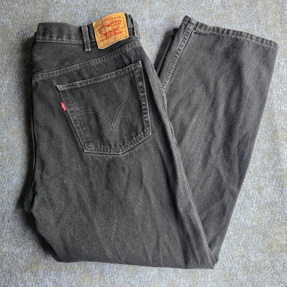 Levi's 505 Men's 42x30 Black Straight Leg Regular Fit Y2K Jeans